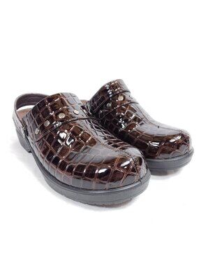 Ingaro Slide Mule Clog Women's Size 6.5 Brown Croc Embossed